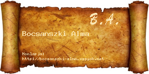Bocsanszki Alma névjegykártya